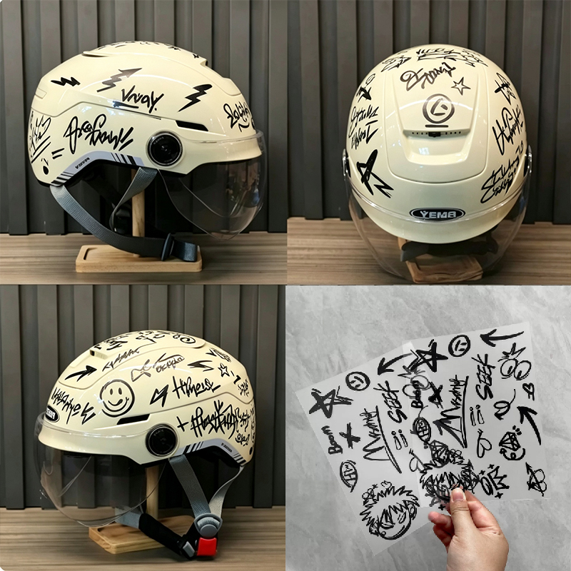 Scooter Helmet Set - Set di 2 Adesivi Punk Graffiti