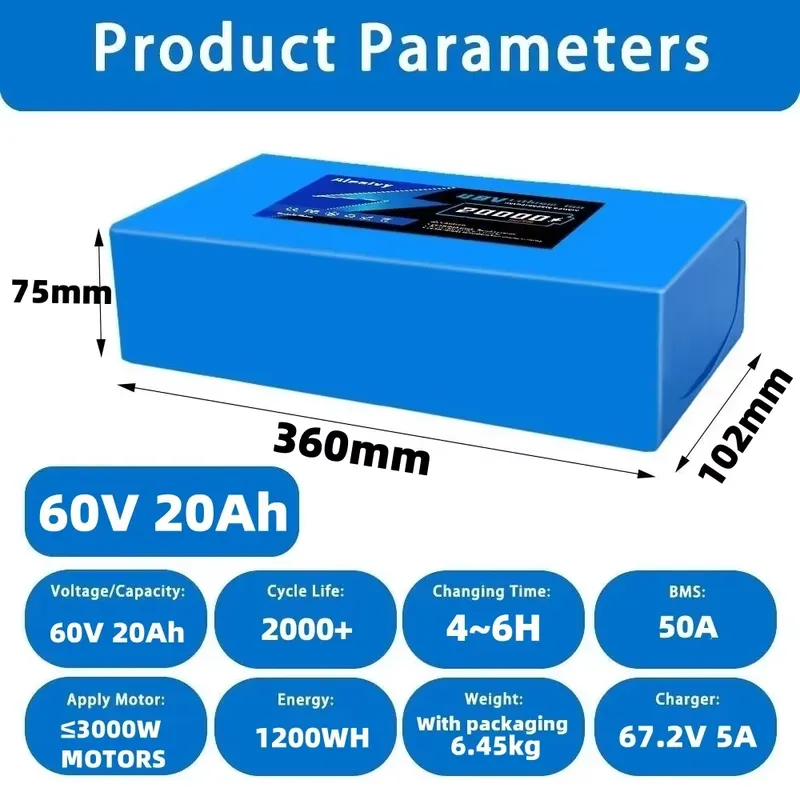   Pacco batteria al litio 2170 - 60V 30Ah 21700 Battery Pack recensione e prezzo